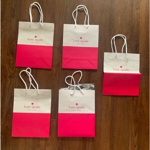 Like New 5 Small Kate Spade Shopping Paper Gift Bags Pink White 10" x 8" x 4.5"